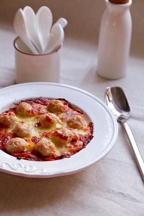 Baked Rice with Cheese & Meatballs